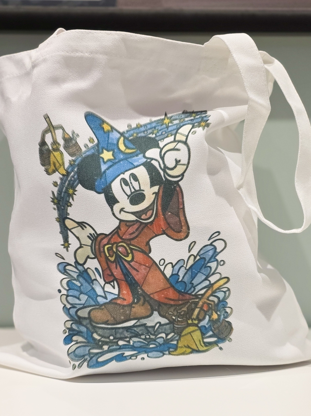 White Tote Bag Featuring Sorcerer Mickey
